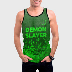 Майка-безрукавка мужская Demon Slayer - green gradient посередине, цвет: 3D-черный — фото 2