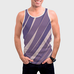 Майка-безрукавка мужская Фиолетовый абстрактные полосы, цвет: 3D-белый — фото 2