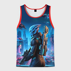 Майка-безрукавка мужская Mass Effect - neon glow fantastic, цвет: 3D-красный