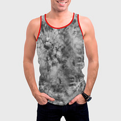 Майка-безрукавка мужская Серый тай дай - абстракция, цвет: 3D-красный — фото 2