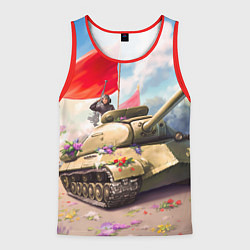 Майка-безрукавка мужская Русский танк, цвет: 3D-красный