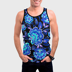 Майка-безрукавка мужская Хохлома негатив, цвет: 3D-черный — фото 2