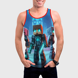 Майка-безрукавка мужская Minecraft - ai art neon glow, цвет: 3D-красный — фото 2