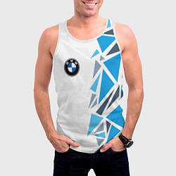 Майка-безрукавка мужская Бмв - фрагментация синяя, цвет: 3D-белый — фото 2