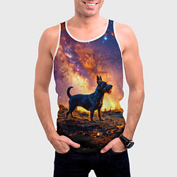 Майка-безрукавка мужская Скотч-терьер в космосе, цвет: 3D-белый — фото 2