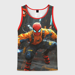 Майка-безрукавка мужская Человек паук бежит, цвет: 3D-красный
