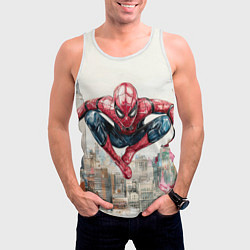 Майка-безрукавка мужская Человек паук паркур, цвет: 3D-белый — фото 2