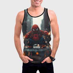 Майка-безрукавка мужская Толстый злой человек-паук, цвет: 3D-черный — фото 2