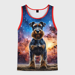 Майка-безрукавка мужская Ризеншнауцер в космосе, цвет: 3D-красный