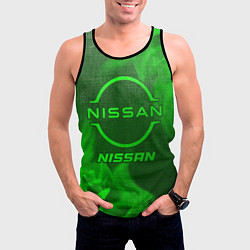 Майка-безрукавка мужская Nissan - green gradient, цвет: 3D-черный — фото 2