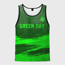 Майка-безрукавка мужская Green Day - green gradient посередине, цвет: 3D-черный