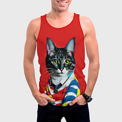 Майка-безрукавка мужская Милая кисуля в модном пуловере - поп-арт, цвет: 3D-красный — фото 2