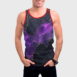 Майка-безрукавка мужская Фиолетовый разлом с молниями, цвет: 3D-красный — фото 2
