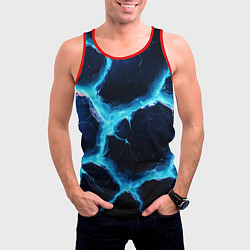 Майка-безрукавка мужская Голубая потертая текстура с разломом, цвет: 3D-красный — фото 2
