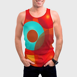 Майка-безрукавка мужская Оптическая абстракция с кругами, цвет: 3D-красный — фото 2
