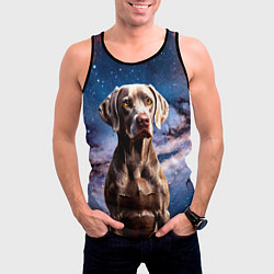 Майка-безрукавка мужская Веймаранер в космосе, цвет: 3D-черный — фото 2