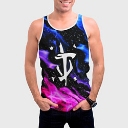 Майка-безрукавка мужская Doom flame neon, цвет: 3D-белый — фото 2