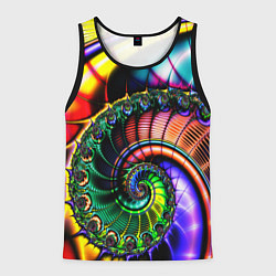 Майка-безрукавка мужская Фрактальный узор неоновый, цвет: 3D-черный