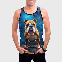 Майка-безрукавка мужская Бульдог в космосе, цвет: 3D-черный — фото 2