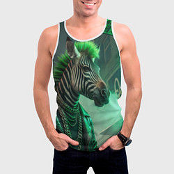 Майка-безрукавка мужская Cyperpunk zebra, цвет: 3D-белый — фото 2