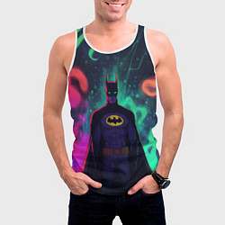 Майка-безрукавка мужская Бэтмен красочное небо, цвет: 3D-белый — фото 2