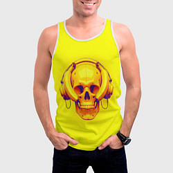 Майка-безрукавка мужская Yellow bananas skull - cyberpunk, цвет: 3D-белый — фото 2
