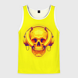 Майка-безрукавка мужская Yellow bananas skull - cyberpunk, цвет: 3D-белый