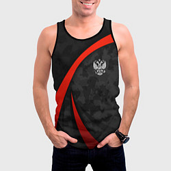 Майка-безрукавка мужская Герб России - черный камуфляж, цвет: 3D-черный — фото 2