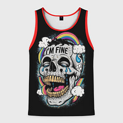 Мужская майка без рукавов Skull and rainbow - im fine