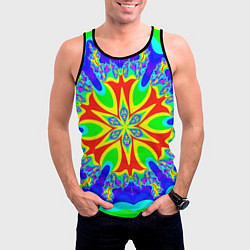 Майка-безрукавка мужская Неоновая психоделика узор, цвет: 3D-черный — фото 2