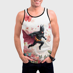 Майка-безрукавка мужская Бэтмен прыгает над цветами и бабочками, цвет: 3D-черный — фото 2