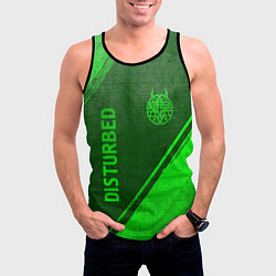 Майка-безрукавка мужская Disturbed - green gradient вертикально, цвет: 3D-черный — фото 2