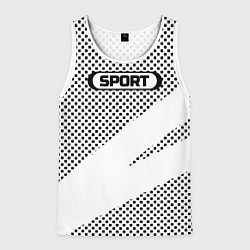 Майка-безрукавка мужская Sport чёрно-белый с полосой, цвет: 3D-белый
