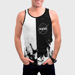 Майка-безрукавка мужская Nasa черно белый огонь, цвет: 3D-черный — фото 2