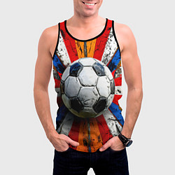 Майка-безрукавка мужская Футбольный мяч в ярких линиях, цвет: 3D-черный — фото 2