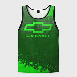 Майка-безрукавка мужская Chevrolet - green gradient, цвет: 3D-черный