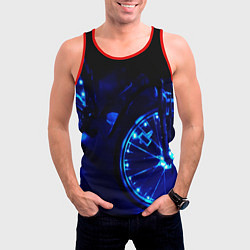 Майка-безрукавка мужская Синяя подсветка колёс, цвет: 3D-красный — фото 2