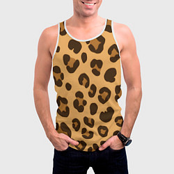 Майка-безрукавка мужская Коричневые пятна леопарда, цвет: 3D-белый — фото 2