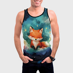 Майка-безрукавка мужская Лисенок на облаках, цвет: 3D-черный — фото 2