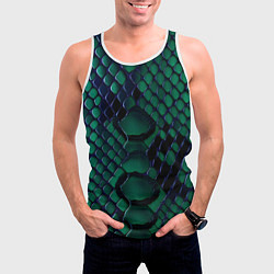 Майка-безрукавка мужская Бирюзовая змеиная кожа, цвет: 3D-белый — фото 2
