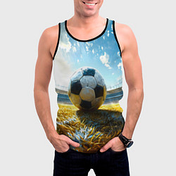 Майка-безрукавка мужская Футбольный мяч на стадионе, цвет: 3D-черный — фото 2