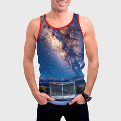 Майка-безрукавка мужская Хоккейные ворота в ночи, цвет: 3D-красный — фото 2