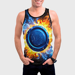 Майка-безрукавка мужская Шайба в синем пламени, цвет: 3D-черный — фото 2