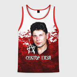 Майка-безрукавка мужская Юрий Хой бело-красный фон, цвет: 3D-красный