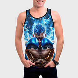Майка-безрукавка мужская Боксер в синем пламени, цвет: 3D-черный — фото 2
