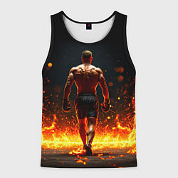 Майка-безрукавка мужская Боксер и огонь, цвет: 3D-черный