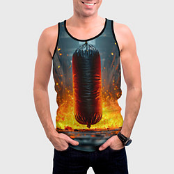 Майка-безрукавка мужская Боксерская груша в огне, цвет: 3D-черный — фото 2