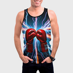 Майка-безрукавка мужская Бойцовские перчатки и молнии, цвет: 3D-черный — фото 2
