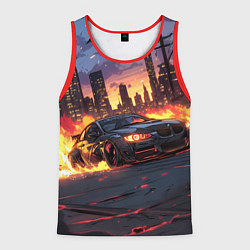 Майка-безрукавка мужская BMW огненная дорога, цвет: 3D-красный