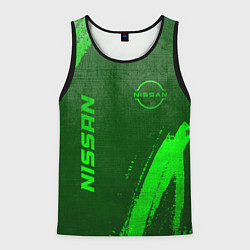 Майка-безрукавка мужская Nissan - green gradient вертикально, цвет: 3D-черный